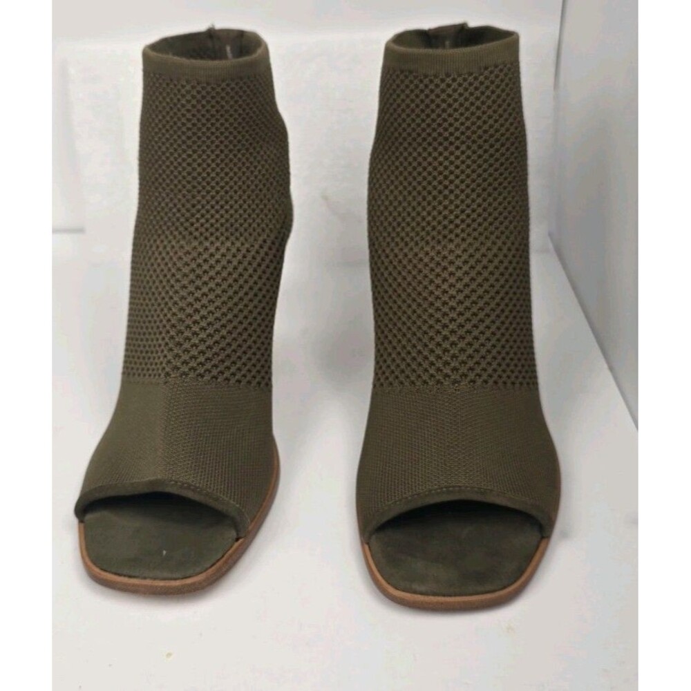 Eileen Fisher Women's Olive Green Knit Peep Toe Block Heel Shoes Size 10